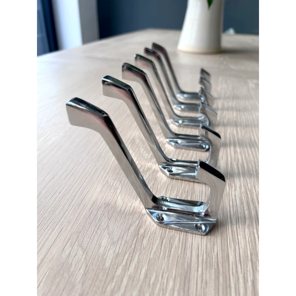 Chrome Art Deco coat hooks x3