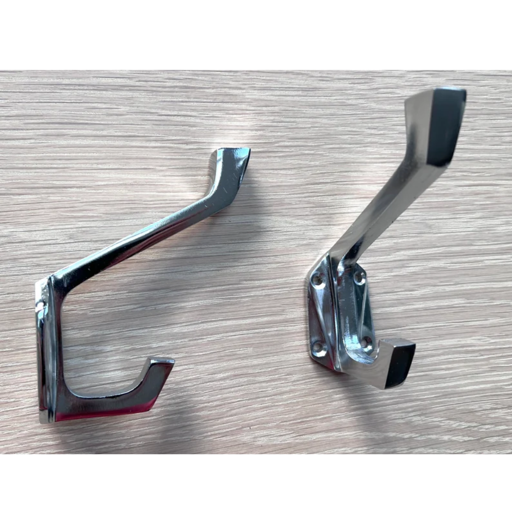 Chrome Art Deco coat hooks x4