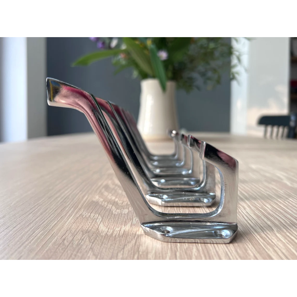 Chrome Art Deco coat hooks x7