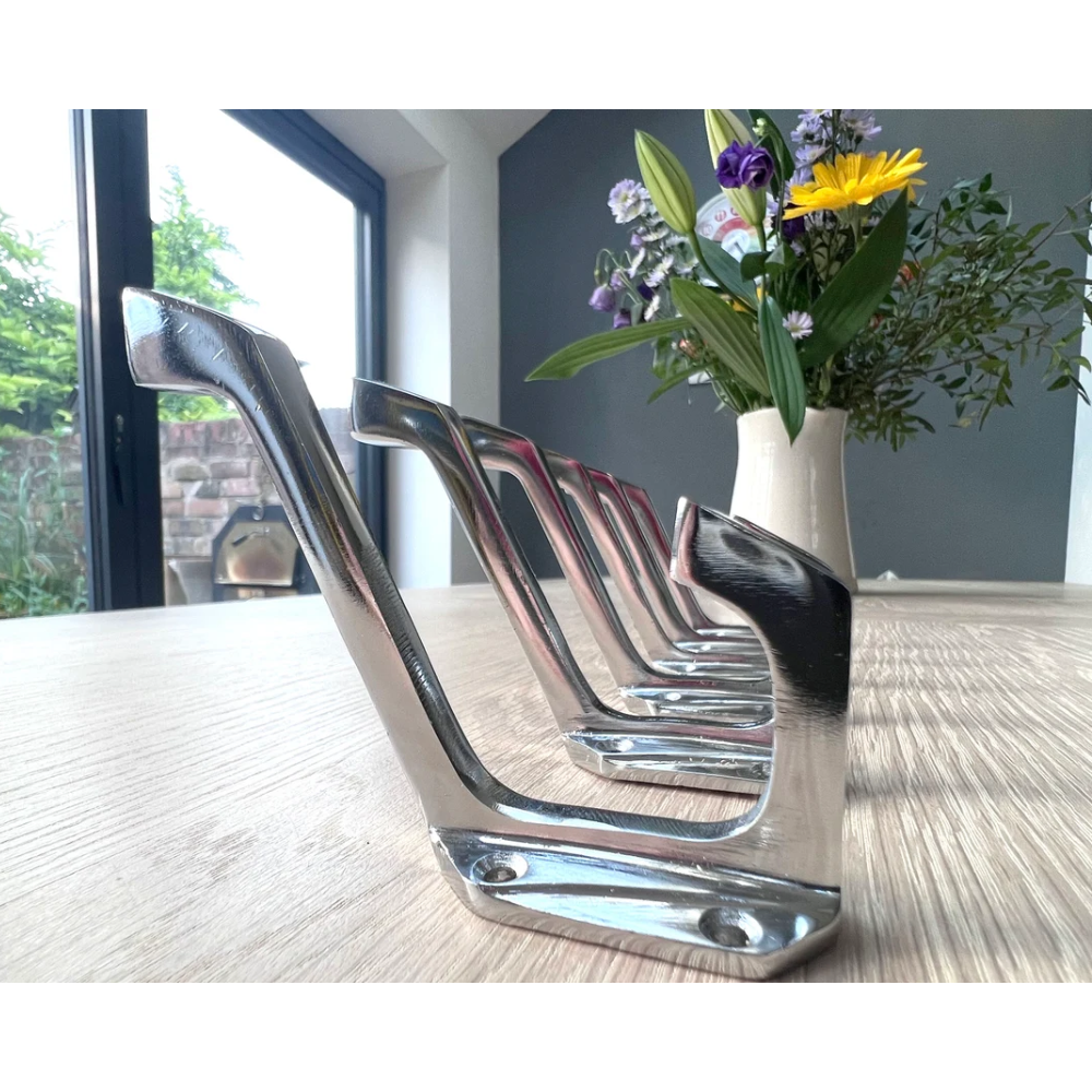 Chrome Art Deco coat hooks x7