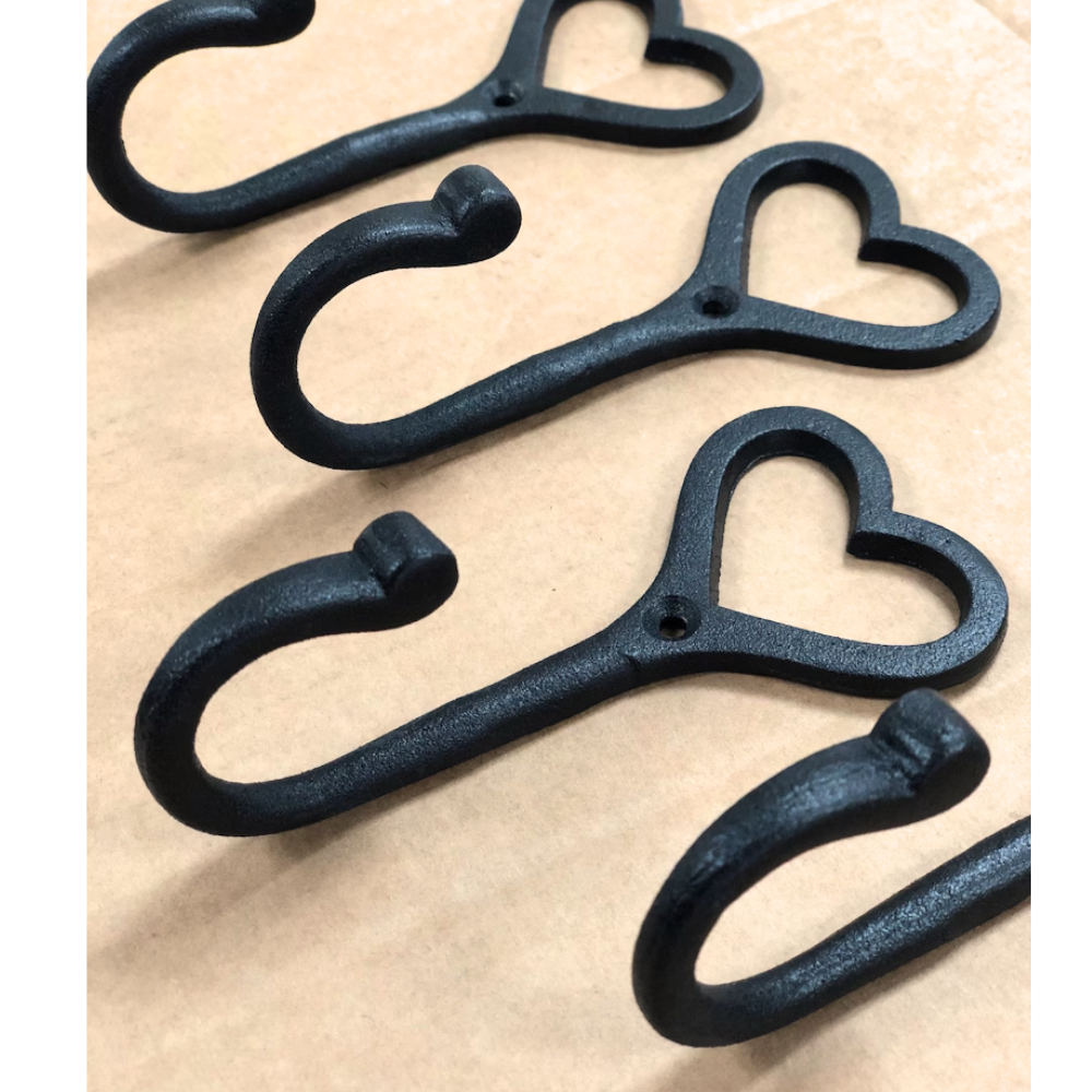 Handmade Iron Heart Hooks x10