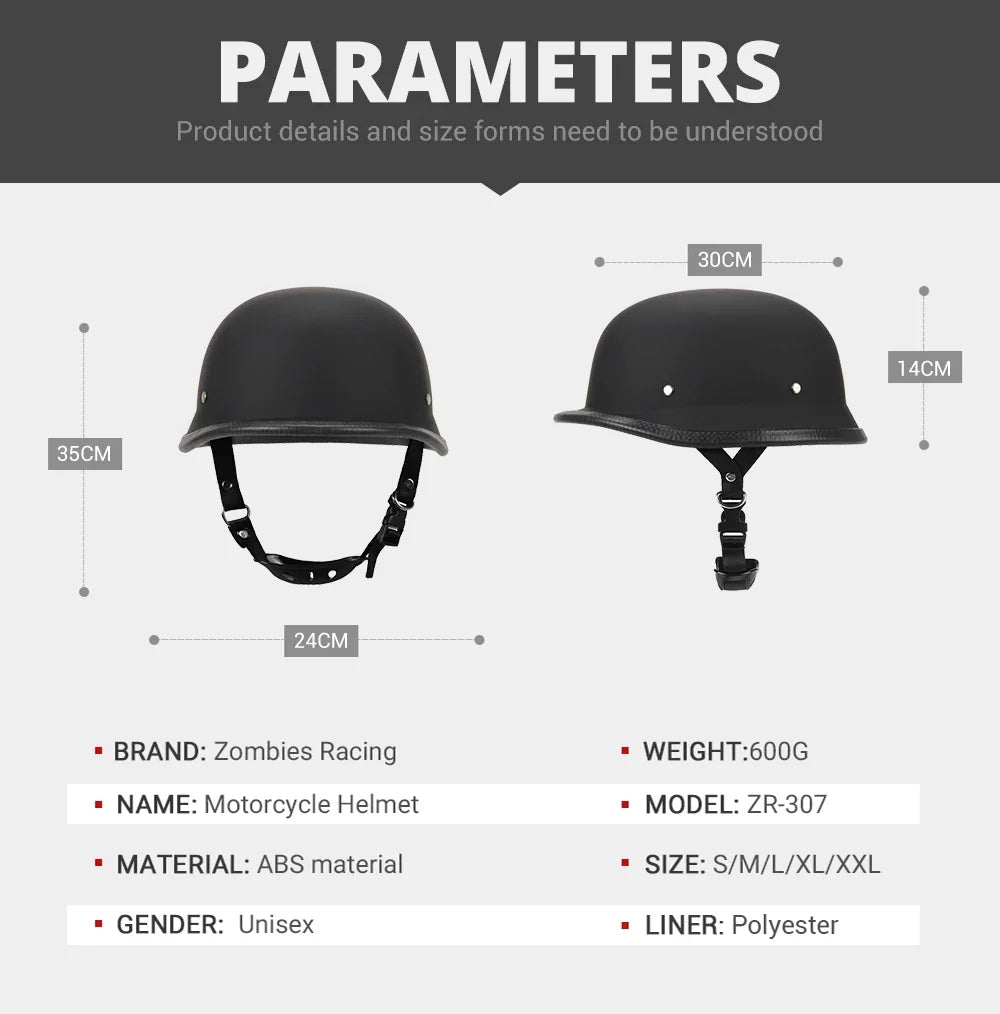 Herobiker Vintage German Half Helmet – Dot Certified