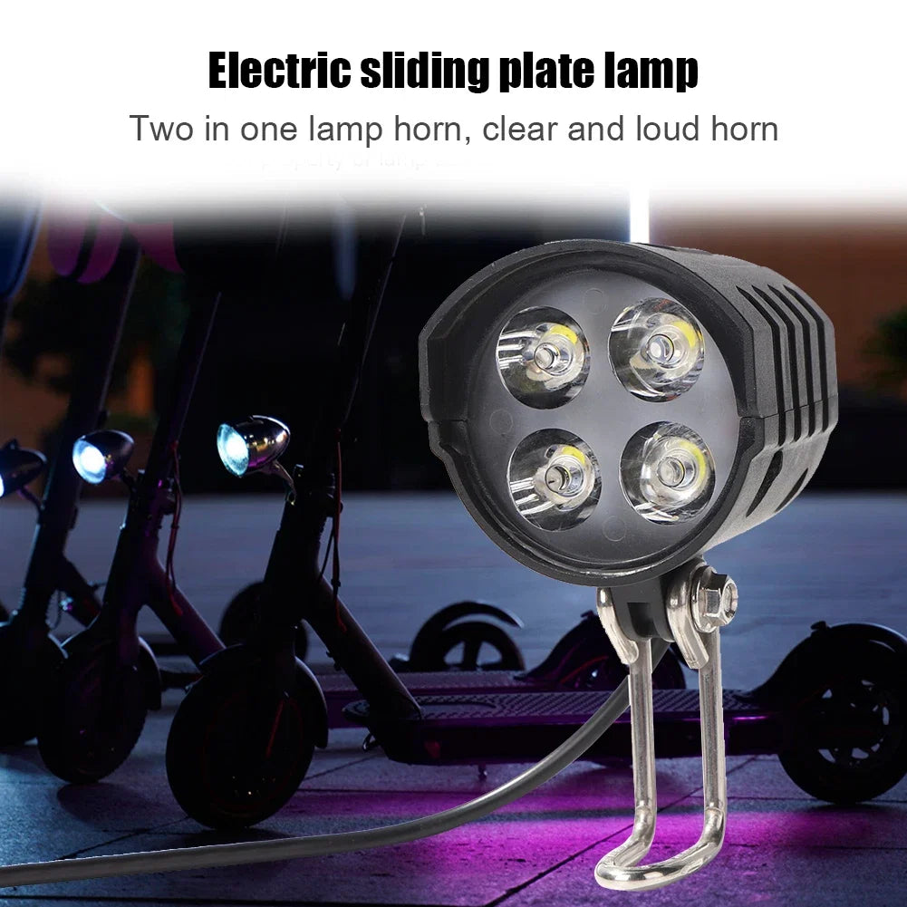 E-Bike Horn Light 2-In-1 IPX5 Waterproof Headlight and Horn, 12W/18W LED