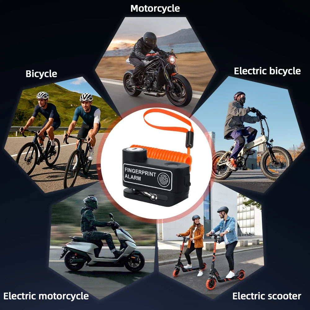 Motorcycle Fingerprint Disc Brake Lock with Built in Alarm Aluminum Alloy