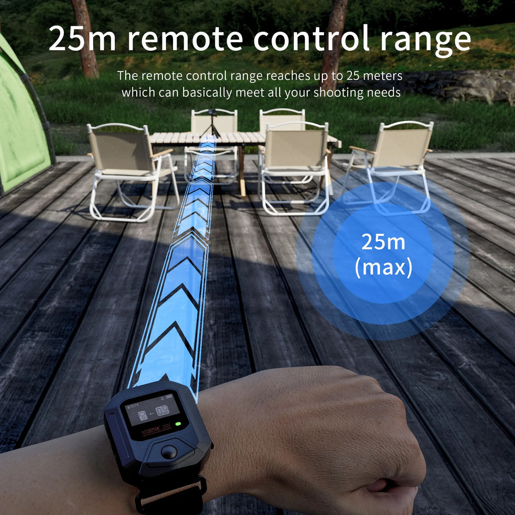 Waterproof Bluetooth Remote Control for DJI Action 5 Pro/4 with Wrist & Bike Strap