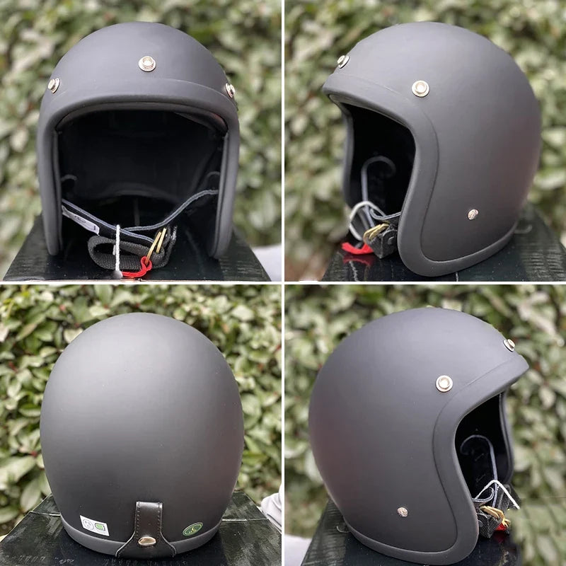 Vintage Japanese Style Open Face Helmet for Café Racers and Scooters