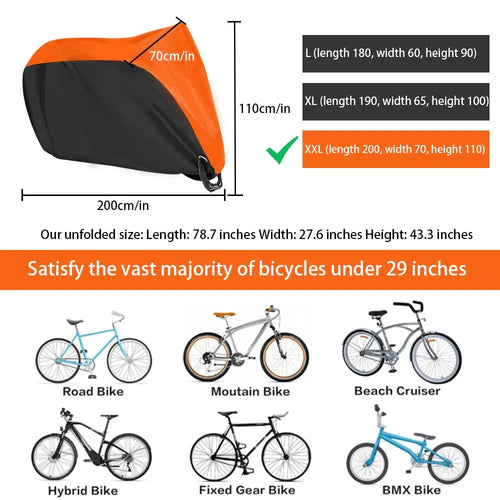 Bike Cover 210D Oxford Cloth Waterproof, All Season Outdoor Protection