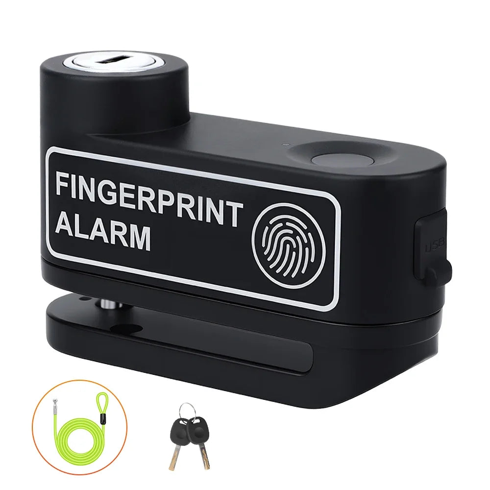 Motorcycle Fingerprint Disc Brake Lock with Built in Alarm Aluminum Alloy