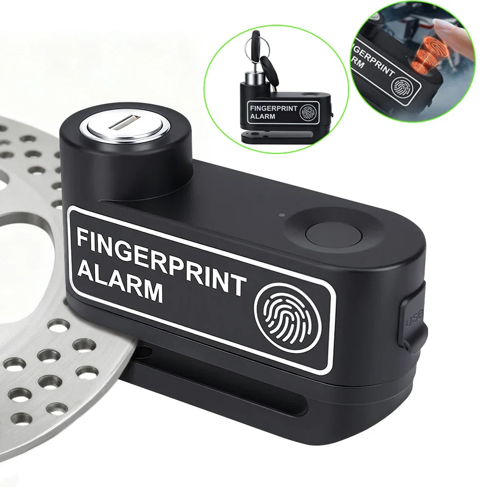Motorcycle Fingerprint Disc Brake Lock with Built in Alarm Aluminum Alloy