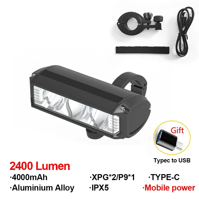 Bikeono 5200LM Front Bike Light With Aluminum Alloy Body, High Visibility For MTB And Road