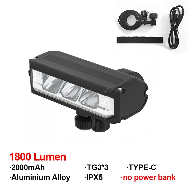 Bikeono 5200LM Front Bike Light With Aluminum Alloy Body, High Visibility For MTB And Road