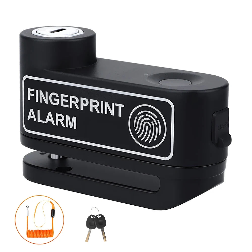 Motorcycle Fingerprint Disc Brake Lock with Built in Alarm Aluminum Alloy