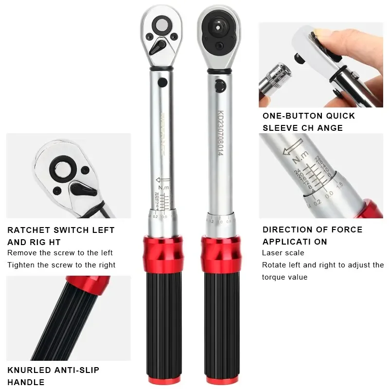 Choice Road Bike Torque Wrench Set 15Pcs Quarter Inch Drive 2 To 24 Nm