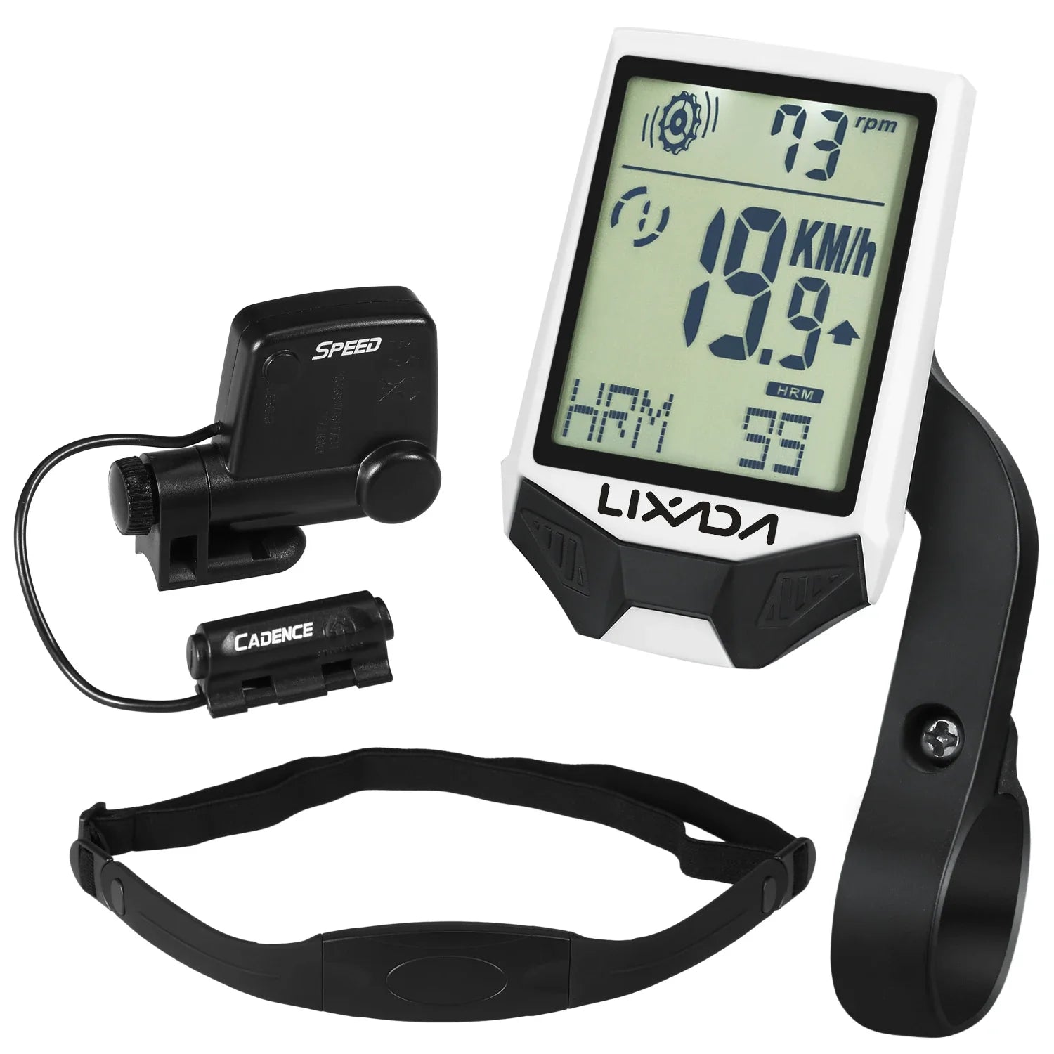 Lixada Wireless Bike Computer HR Sensor Backlit Display