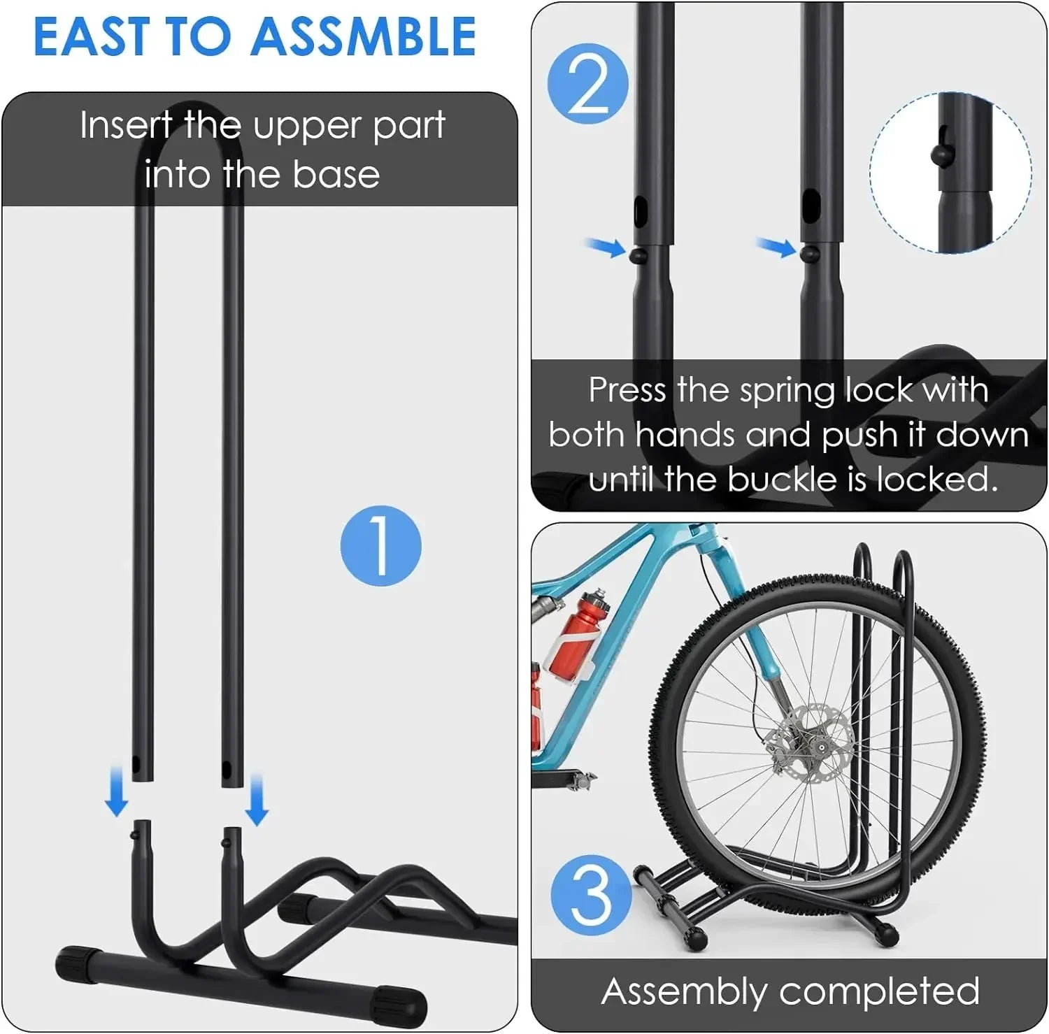 1 2 3 Bike Stand for Storage with Reversible Locking Design