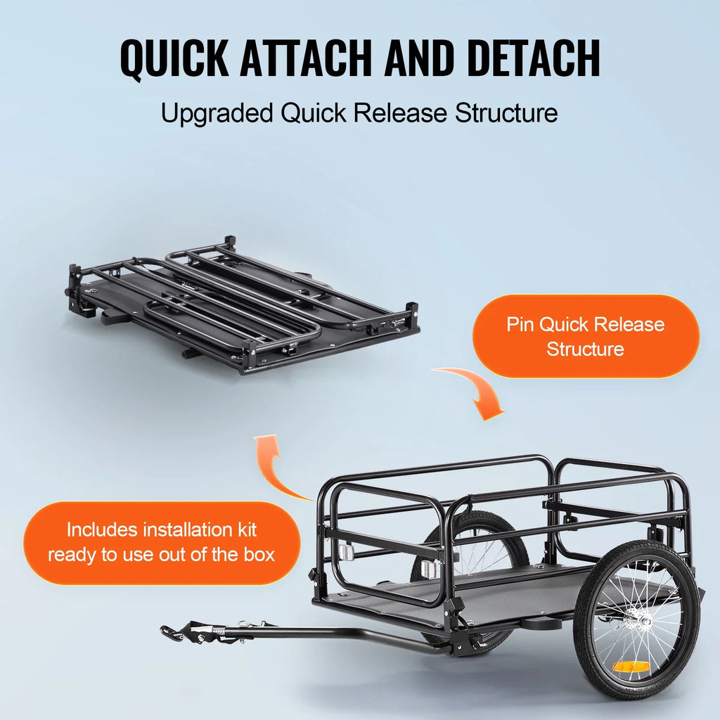 160 Lbs Bike Cargo Trailer – Foldable Storage