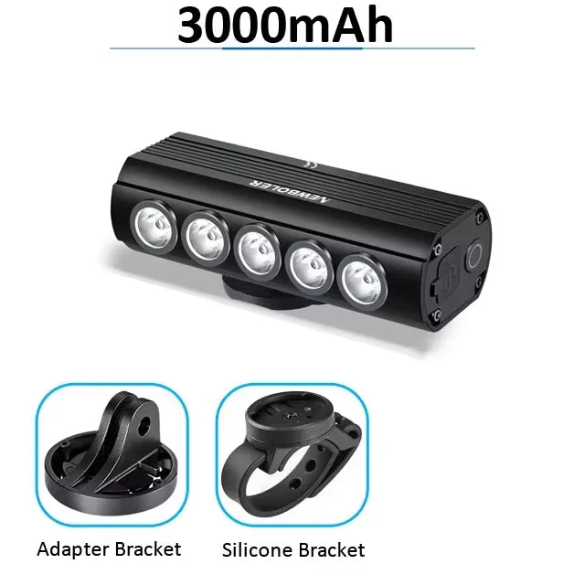 Newboler 2000 Lumen Front Bike Light, USB Rechargeable, 5000mAh Aluminum Alloy Headlamp for MTB Road Gravel
