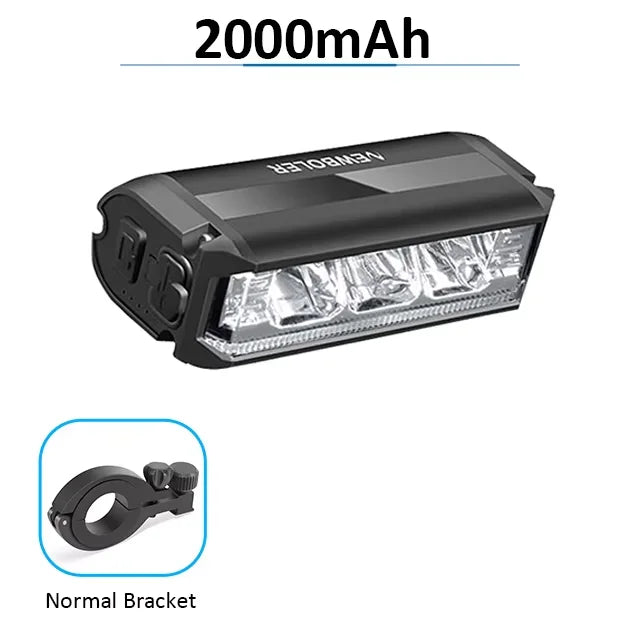 Newboler 2000 Lumen Front Bike Light, USB Rechargeable, 5000mAh Aluminum Alloy Headlamp for MTB Road Gravel
