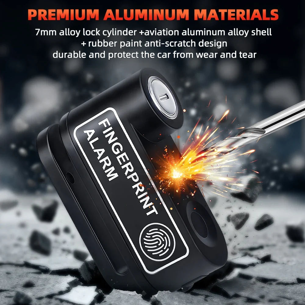 Motorcycle Fingerprint Disc Brake Lock with Built in Alarm Aluminum Alloy