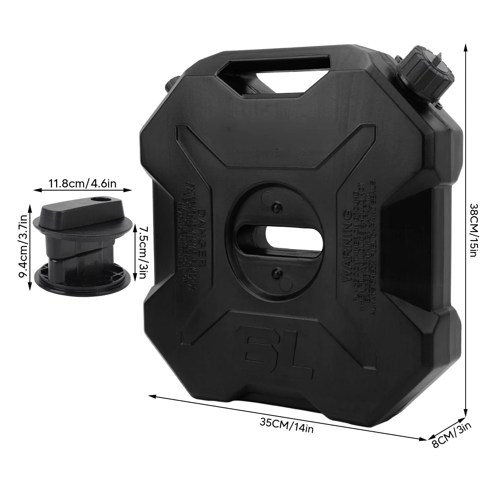 EBTOOLS 6L Fuel Tank for Cars, Motorcycles, UTVs, Black Petrol Container