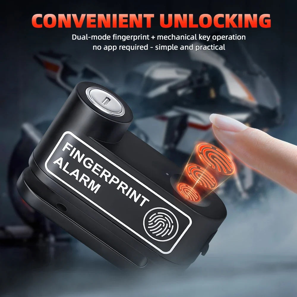 Motorcycle Fingerprint Disc Brake Lock with Built in Alarm Aluminum Alloy