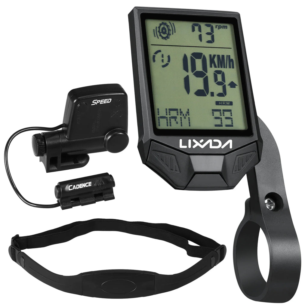 Lixada Wireless Bike Computer HR Sensor Backlit Display
