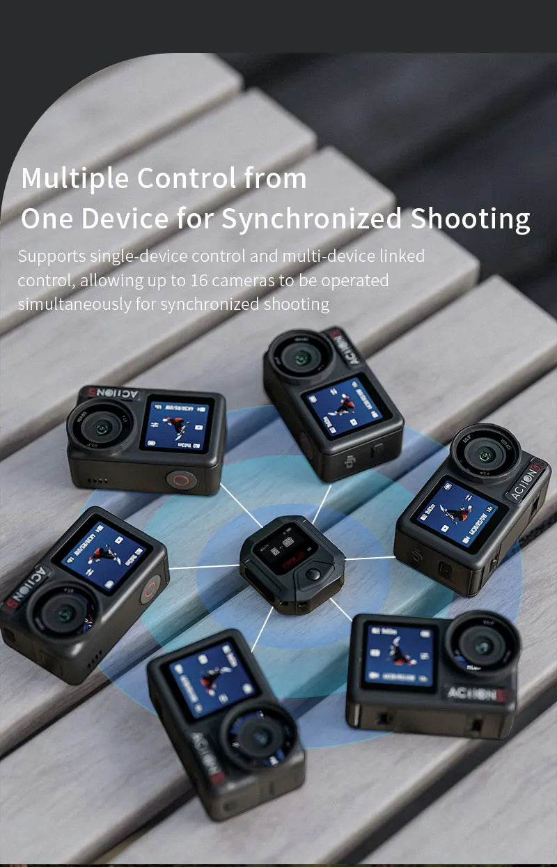 Waterproof Bluetooth Remote Control for DJI Action 5 Pro/4 with Wrist & Bike Strap